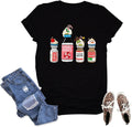 Women's Nurse Christmas Shirt Peppermint Mocha Propofol Casual T-Shirt Short Sleeve Tee Tops for ER ED NICU RN Nurse
