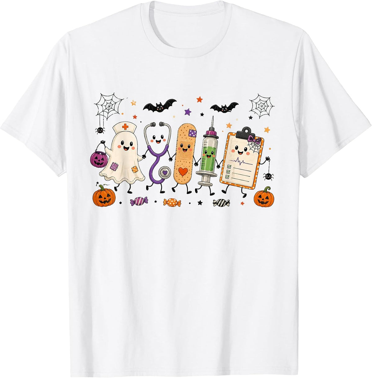 Halloween Nurse Ghost Medical Team Cute Spooky Women T-Shirt