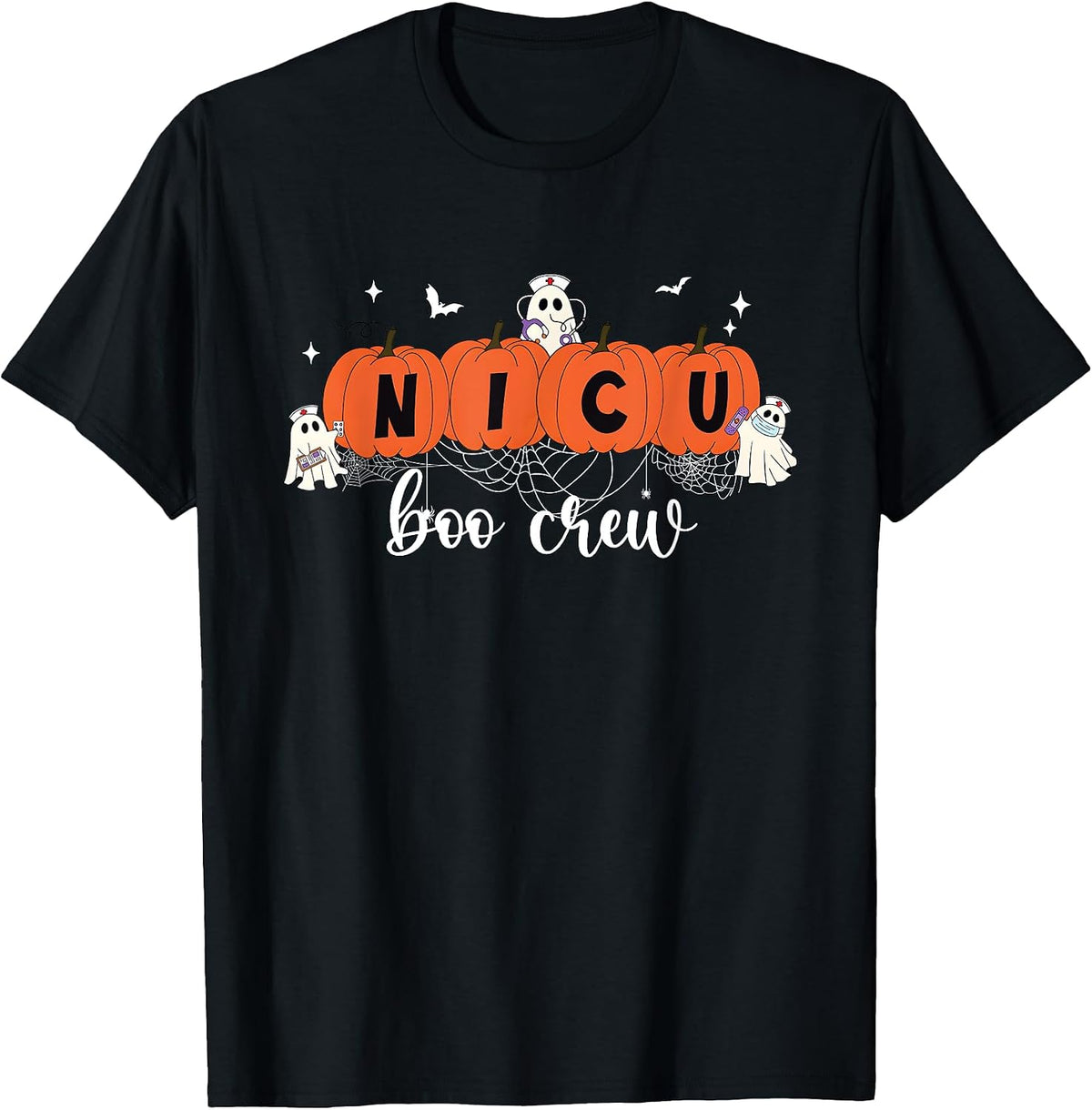 Cute NICU Boo Crew Spooky Nurse Halloween Cute Ghost Pumpkin T-Shirt