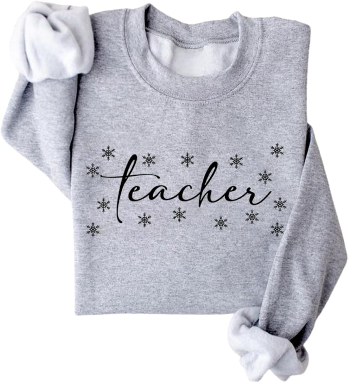 Teacher Christmas Sweatshirt Women Snowflake Graphic Long Sleeve Shirts Winter Xmas Holiday Crewneck Pullover Sweater