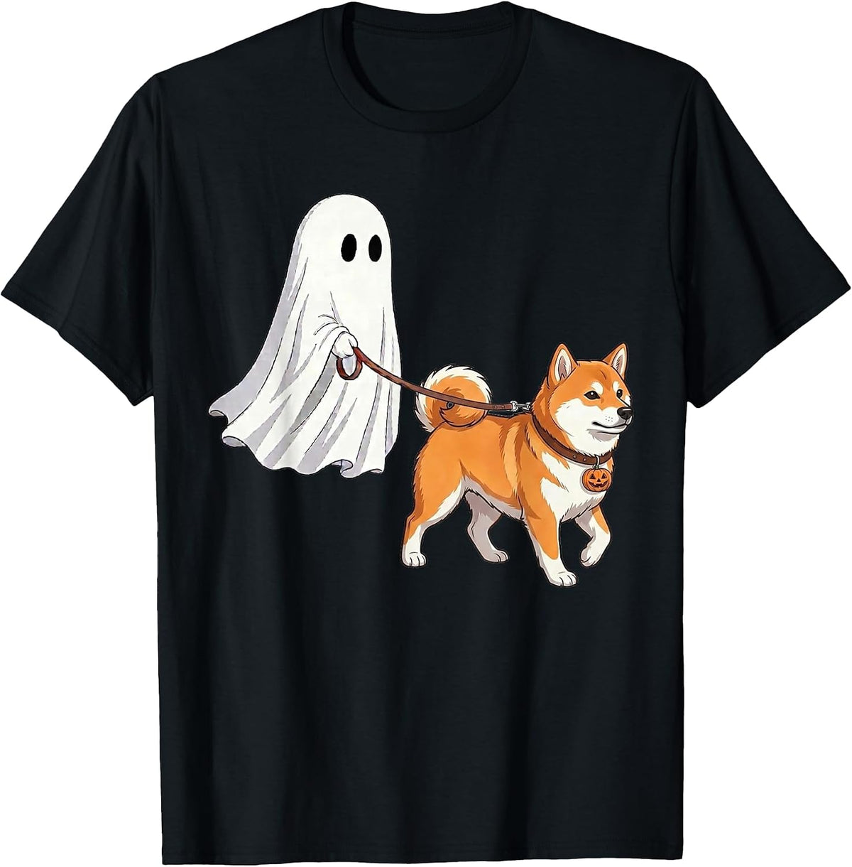 Ghost Walking Dog Ghost Shiba Inu Halloween Costume T-Shirt