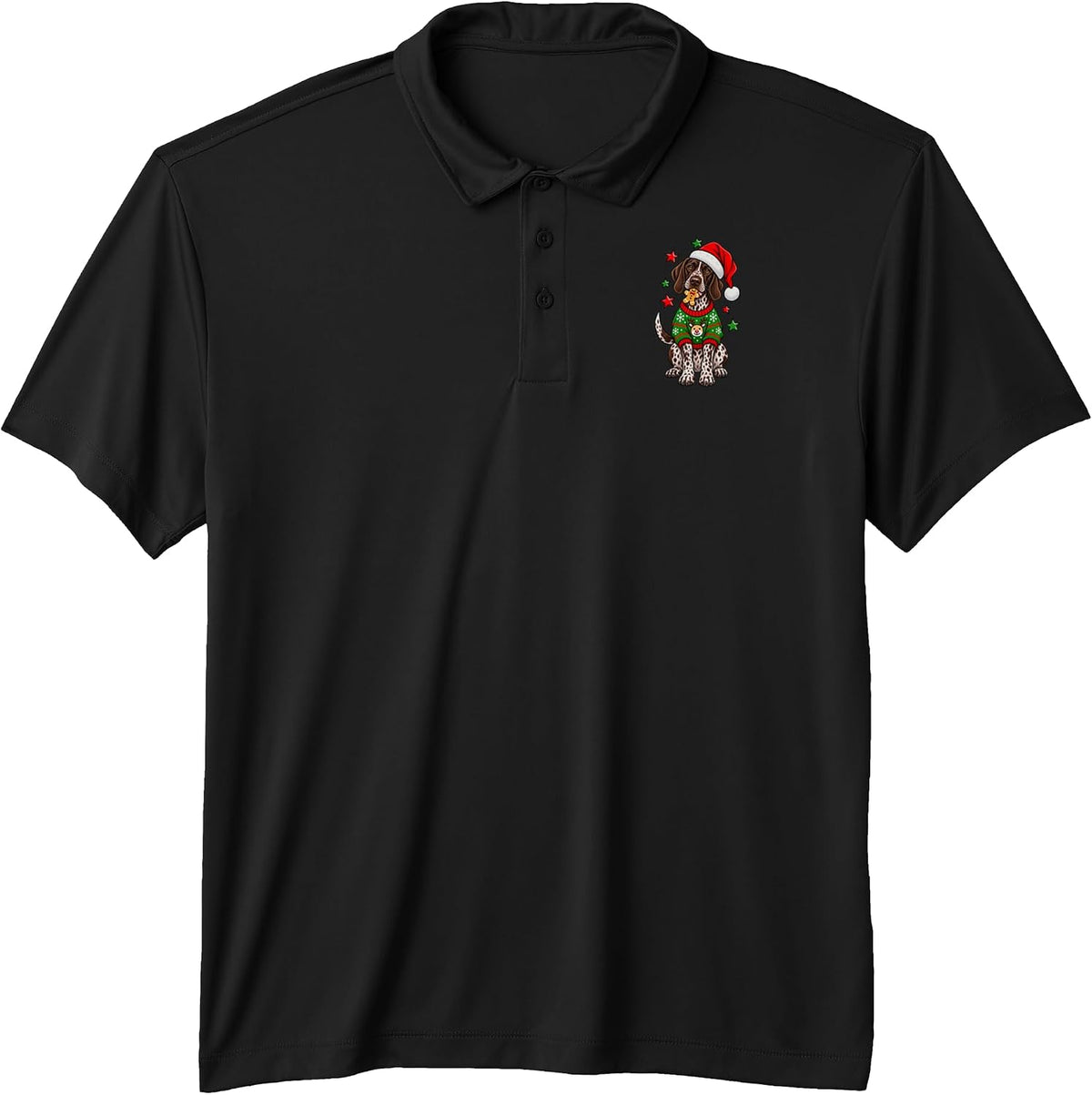 German Shorthaired Pointer Dog Holding Gingerbread Christmas Performance Polo Shirt