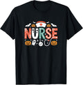Nurse Halloween Pumpkin Ghost Bat Spider Stethoscope Medical T-Shirt