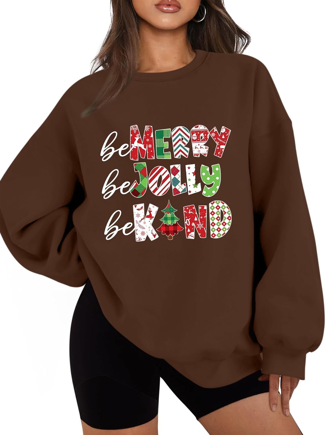 Be Merry Be Jolly Be Kind Sweatshirt Christmas Crewneck Teacher Merry Christmas Sweatshirt Graphic Xmas Pullover Tops