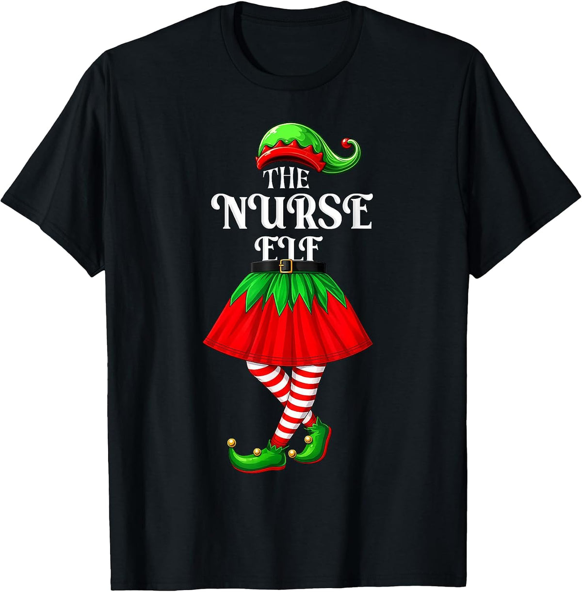 Family Christmas Matching Pajamas The Nurse Elf Xmas T-Shirt