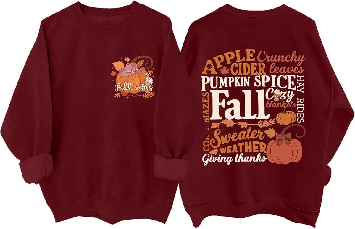 Fall Vibes Sweatshirt Funny Autumn Fallen leaves Pumpkin Halloween Hoodie