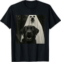 Halloween Selfie Black Lab with Bear Ghost Costume Meme T-Shirt