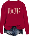 Teacher Christmas Tree Sweatshirt Teacher Christmas Tree Shirt Xmas Holiday Graphic Crewneck Hoodie For Women Men