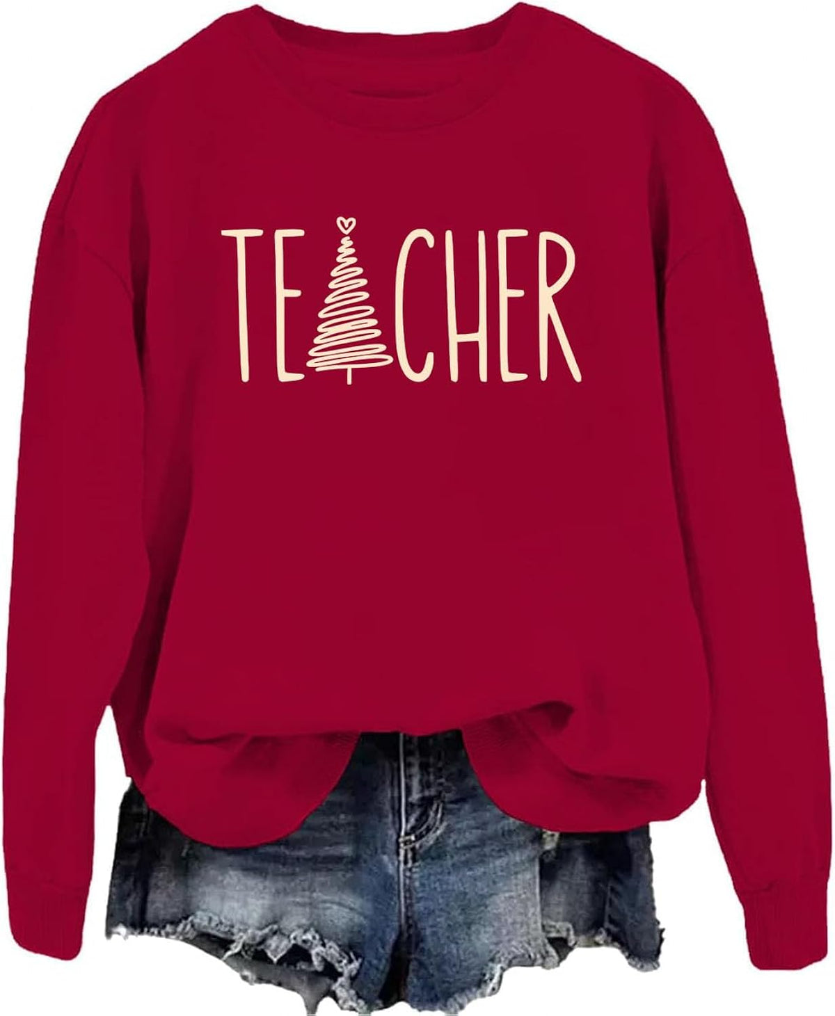 Teacher Christmas Tree Sweatshirt Teacher Christmas Tree Shirt Xmas Holiday Graphic Crewneck Hoodie For Women Men