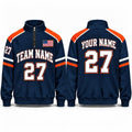 Custom Denver Football Quarter Zip Pullover Sweatshirt, Personalized Name Number, Vintage Football Fan Top