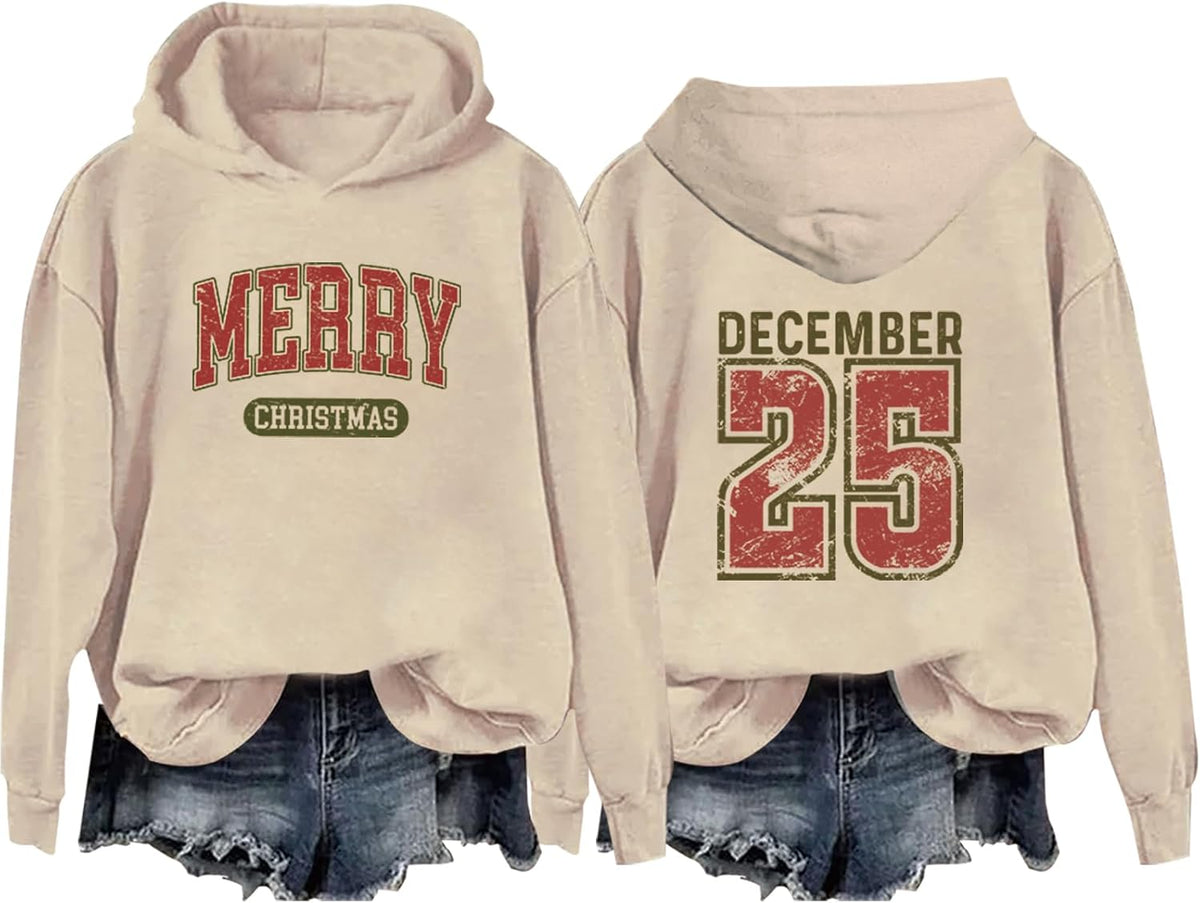 December 25 Sweatshirt December 25 Hoodie Vintage Retro Merry Christmas Sweater Unisex