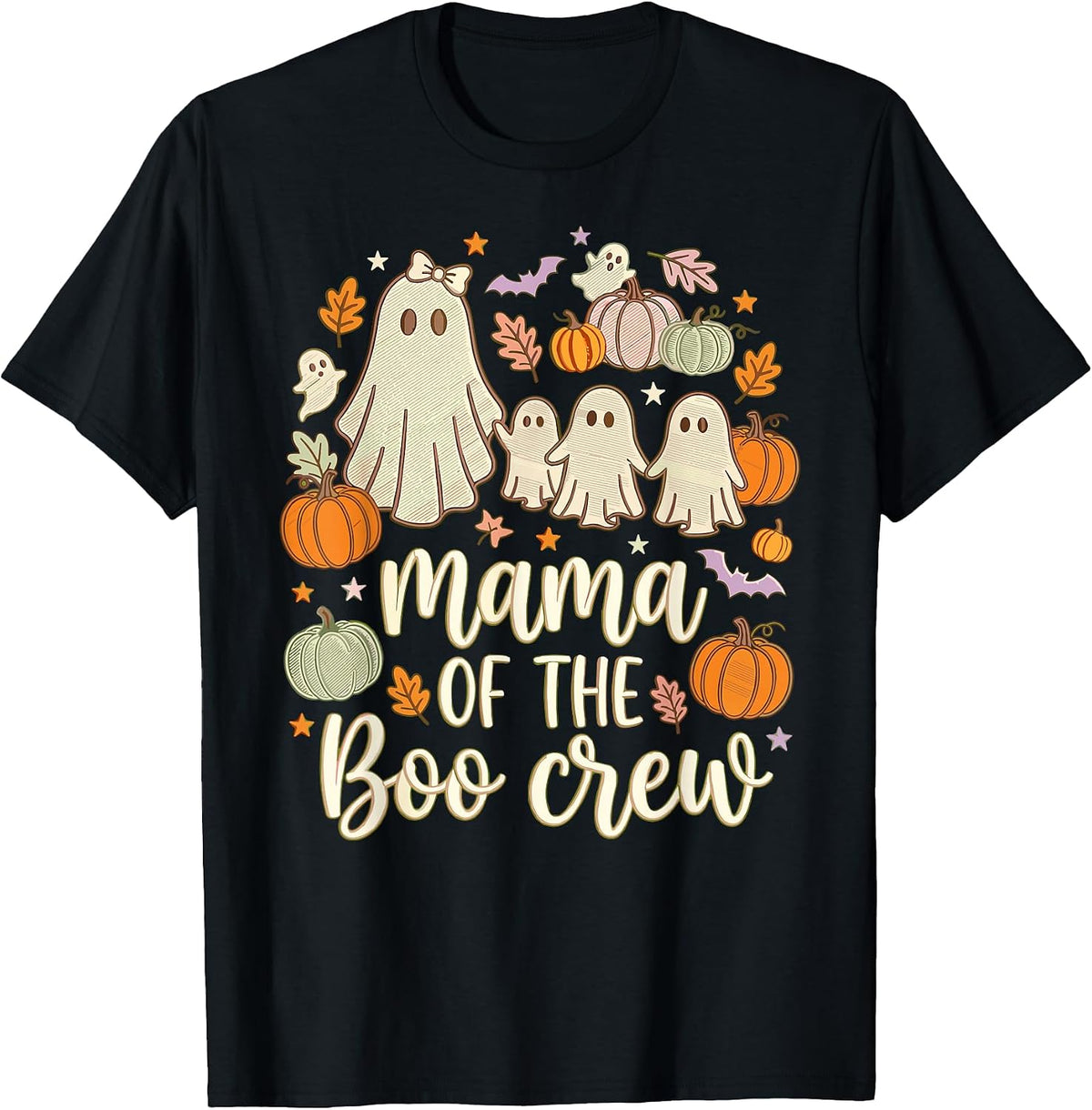 Mama of The Boo Crew Halloween Ghost Mom Pumpkin Fall T-Shirt