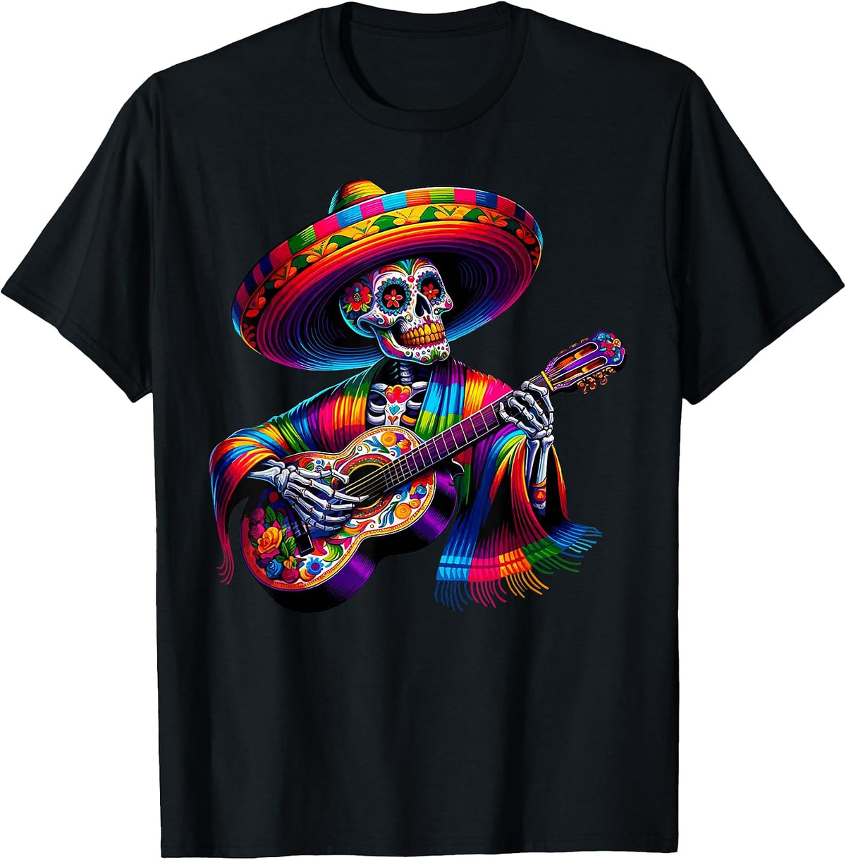 Cinco de Mayo Fro Skeleton Skull Guitar