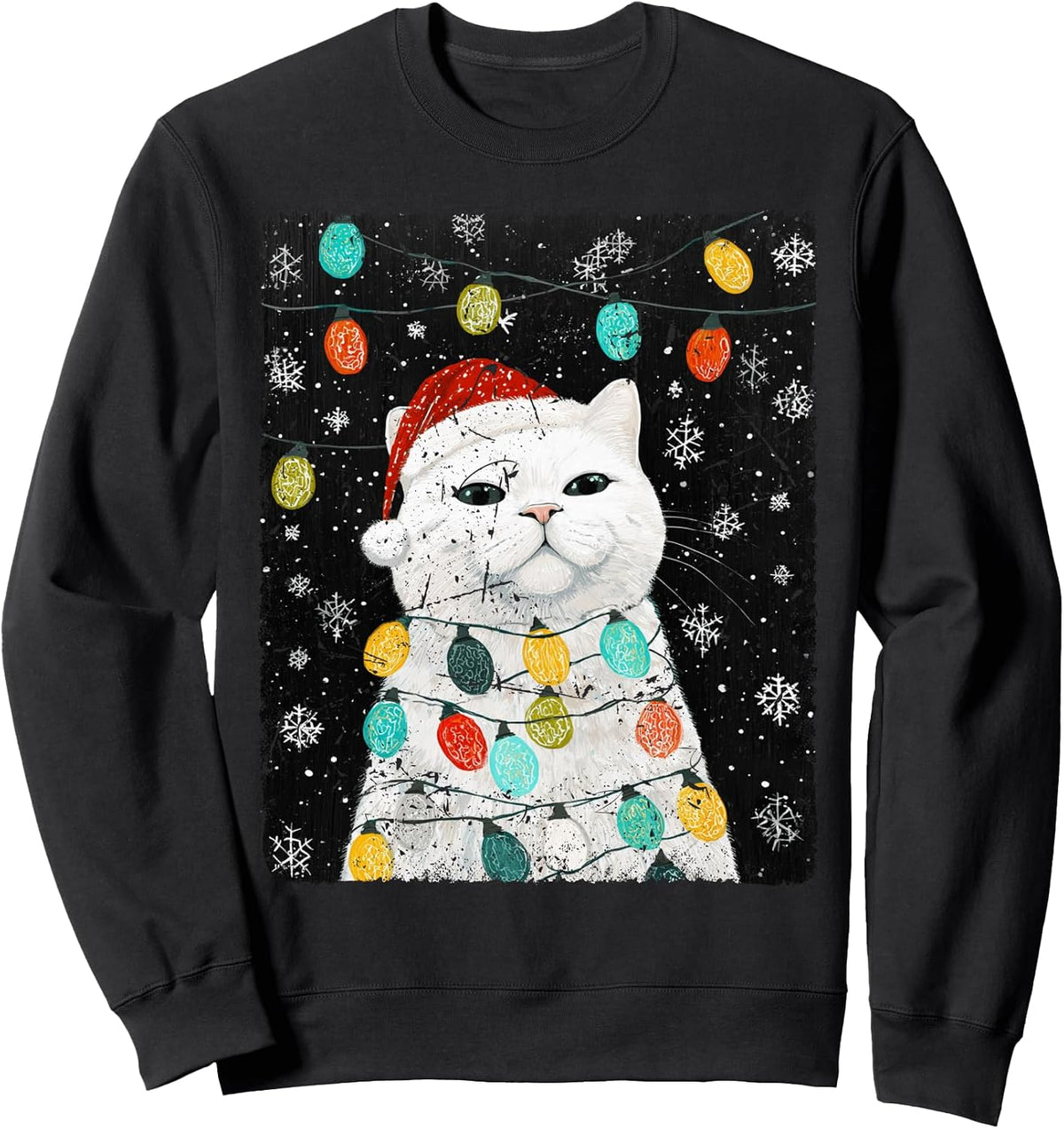 Cute Christmas Cat White Sweatshirt