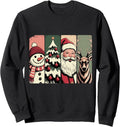 Retro Christmas Vintage Santa Claus Snowman Xmas Holiday Sweatshirt