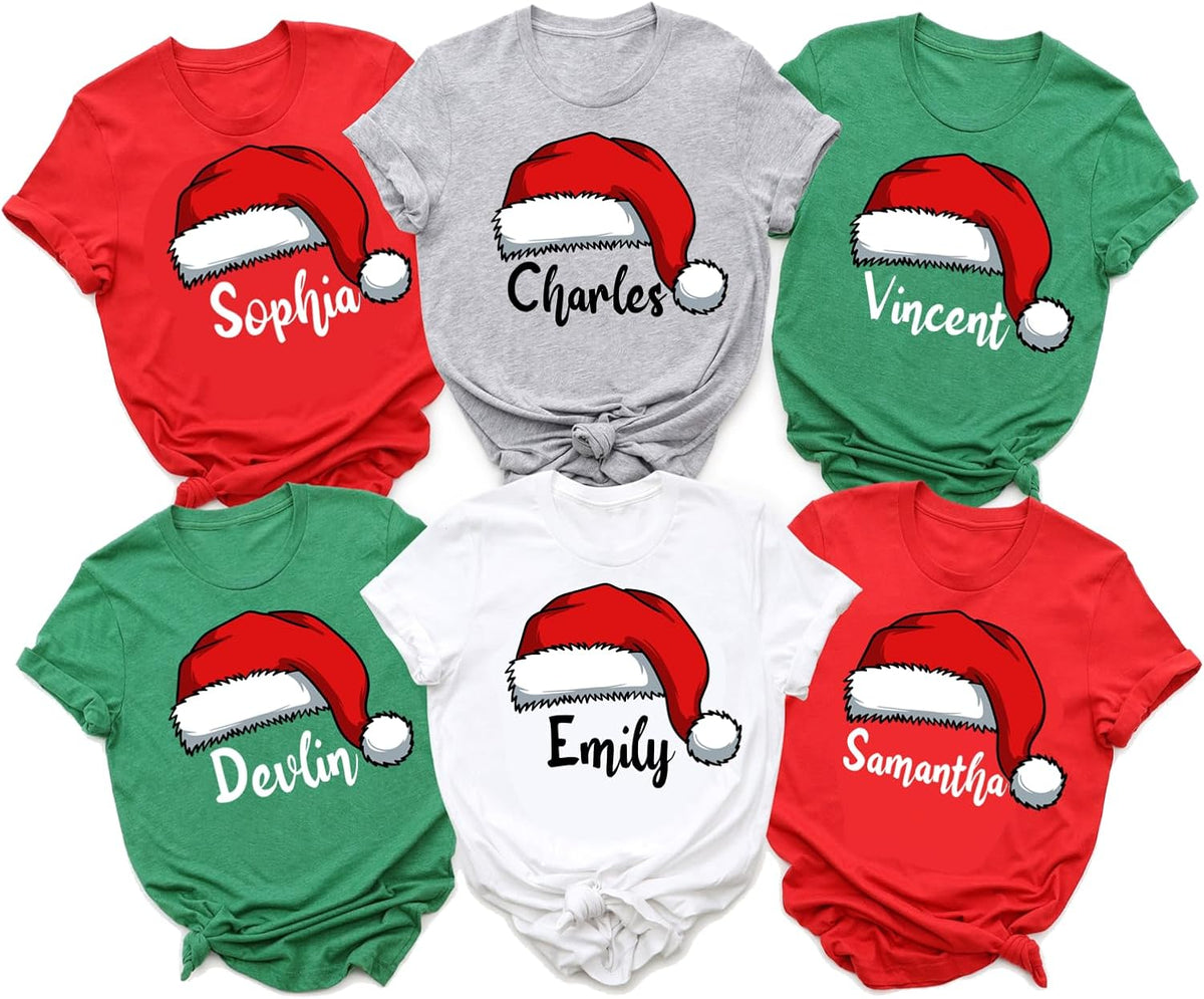 Monogrammed Family Plaid Christmas T-Shirt, Custom Name, Personalized Pajamas