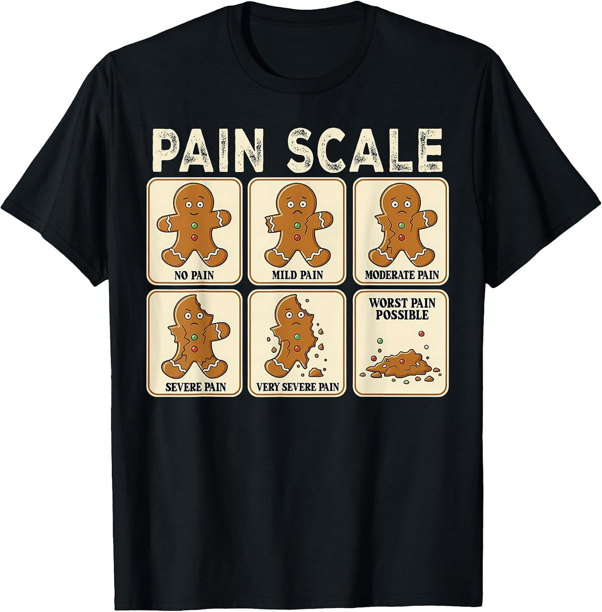 Funny Christmas Nurse Pain Scale Gingerbread Medical Humor T-Shirt