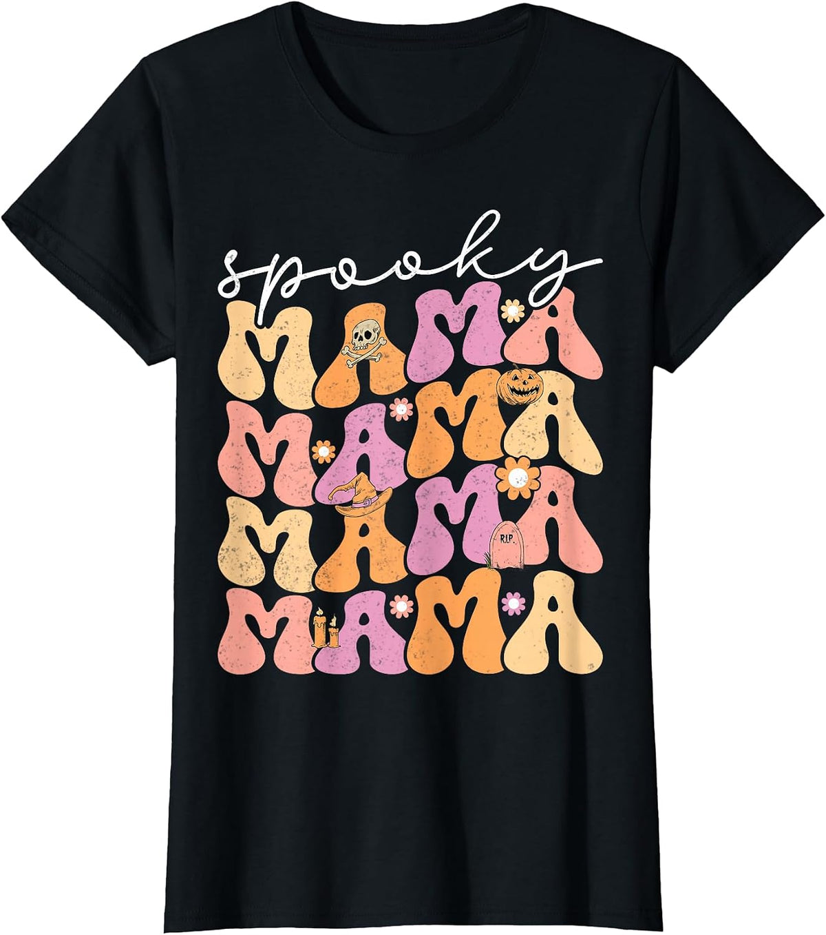 Ghost Horror Halloween Costume Spooky Mom Mama T-Shirt