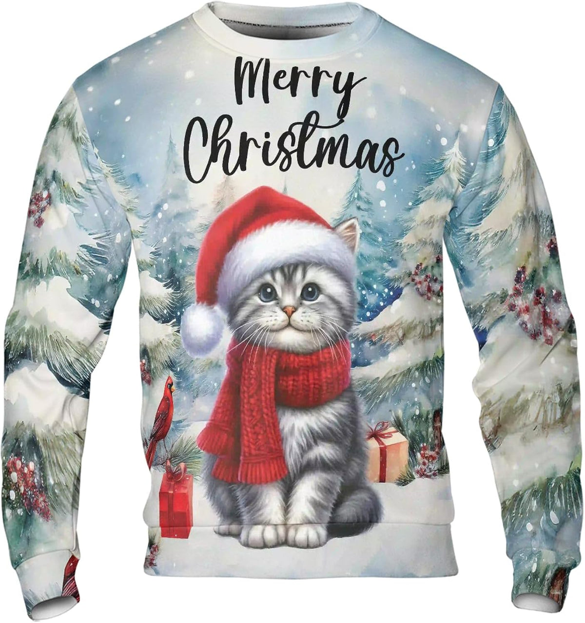 Merry Christmas Cat Enjoys Catmas Winter Xmas Holiday 3D Shirt Zip Hoodies Sweatshirt Sweater