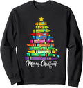 Teacher Crayon Merry Christmas Tree Lights School Xmas Sweatshirt
