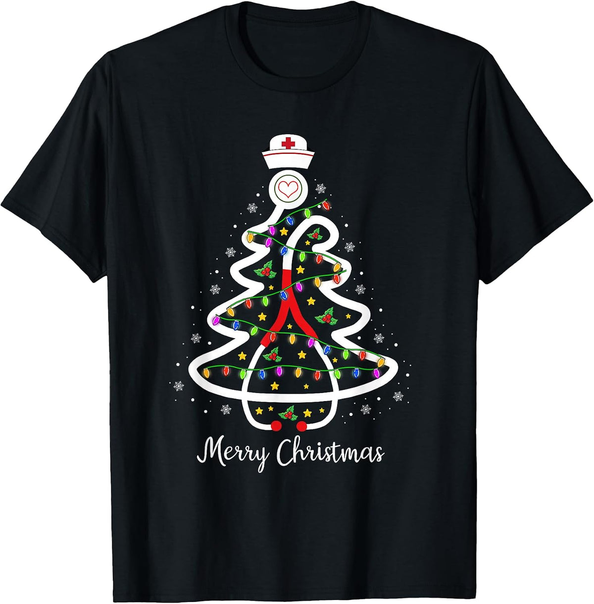 Nurse Christmas Tree Shirt Stethoscope Nursing NICU RN LPN T-Shirt