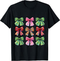 Christmas Coquette Bow Holiday Xmas Lights Girl Women Cute T-Shirt