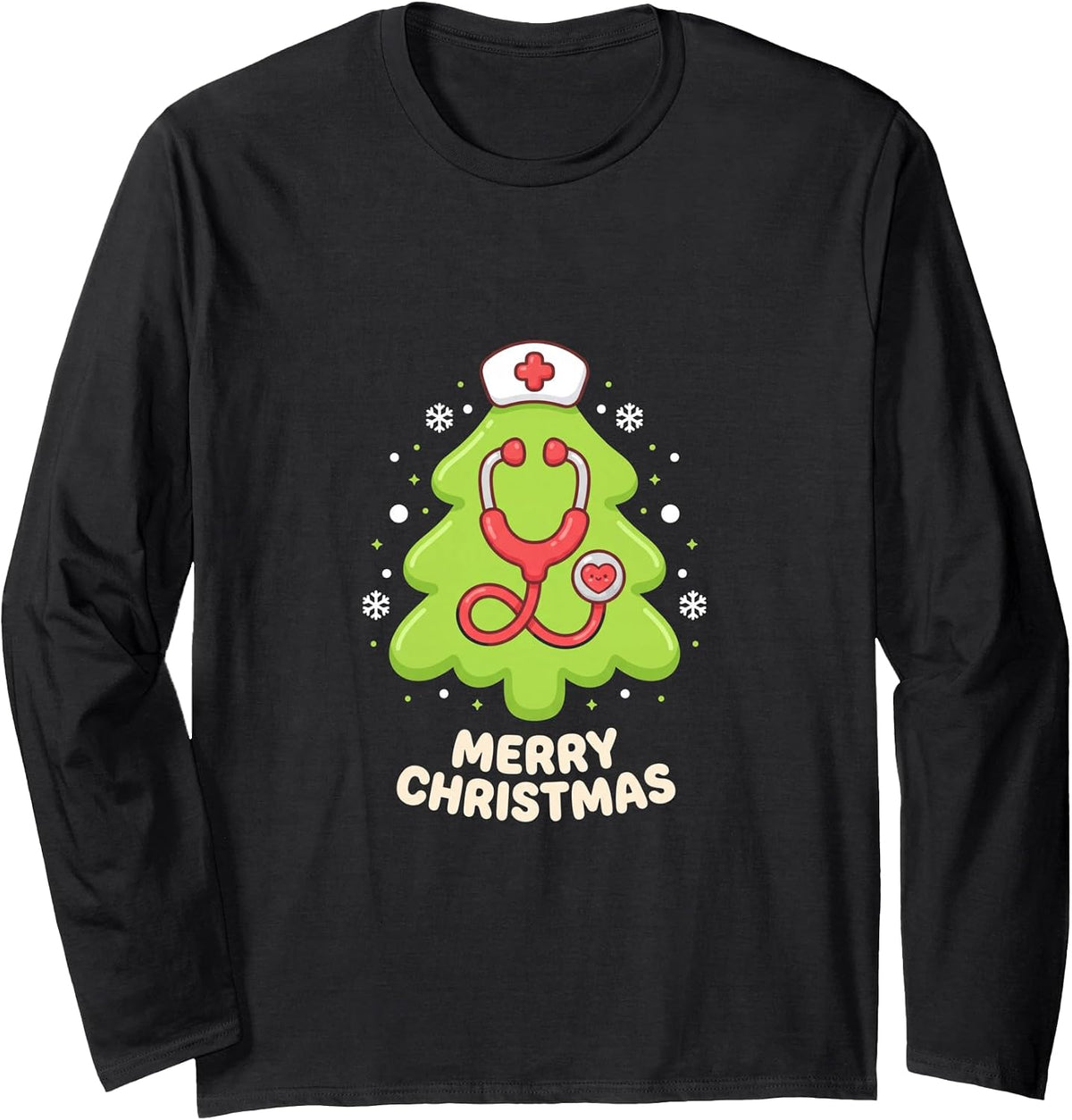 Nurse Holiday Merry Christmas Tree Stethoscope Long Sleeve T-Shirt