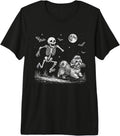 Funny Skeleton Chasing Shih Tzu Halloween Dog Mom Pet Lover Premium Tri-Blend T-Shirt