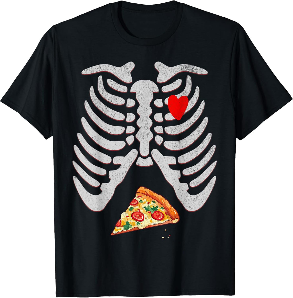 Halloween Dad Pizza Skeleton Belly Funny Pregnancy Couples T-Shirt