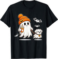 Funny Ghost Walking Dog Ghost Dog Halloween Women Men Kids T-Shirt