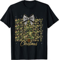 Girl Camo Merry Christmas Tree Coquette Bow Xmas Women T-Shirt