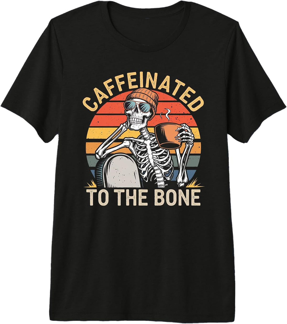 Cool Skeleton Caffeinated To The Bone with Coffee Mug Premium Tri-blend T-Shirt