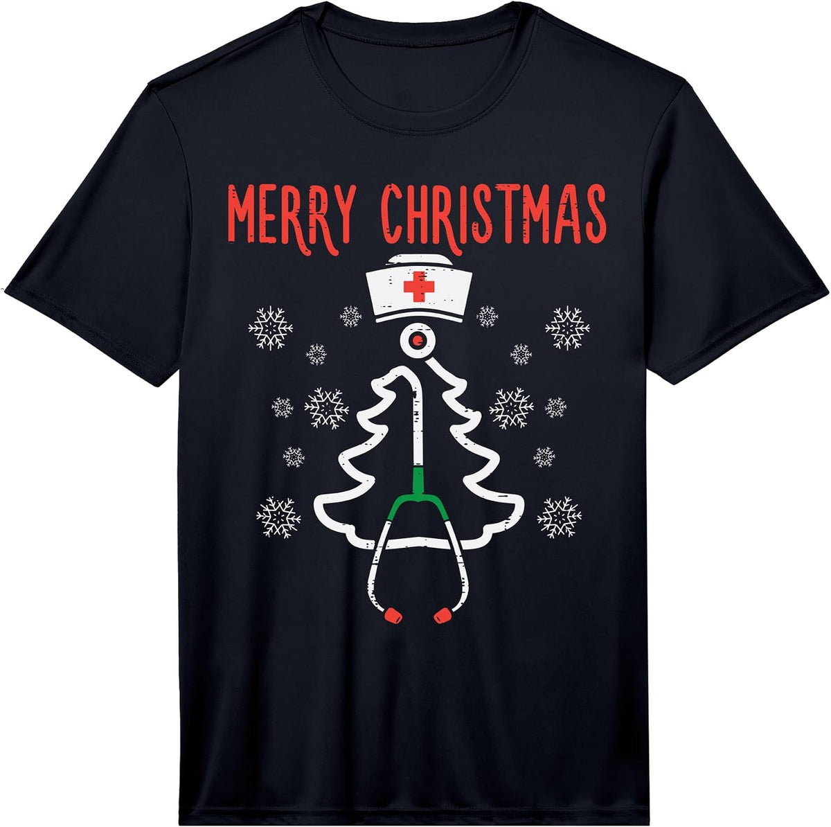 Merry Christmas Tree Stethoscope Nurse Christmas Women Performance T-Shirt