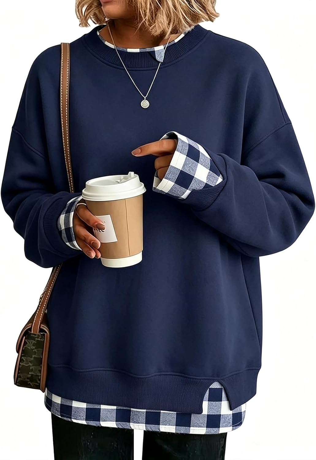 Oversized Sweatshirt for Women Crewneck Cute Sweatshirts Layered Tops