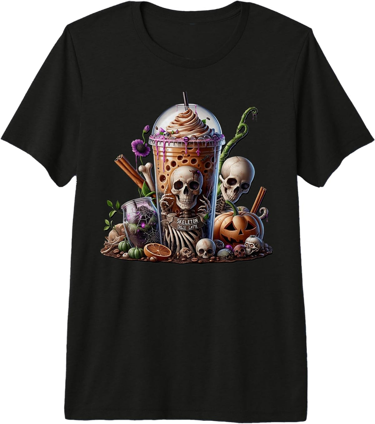Coffee Halloween Graphic for Women and Men Skeleton Lovers Premium Tri-Blend T-Shirt