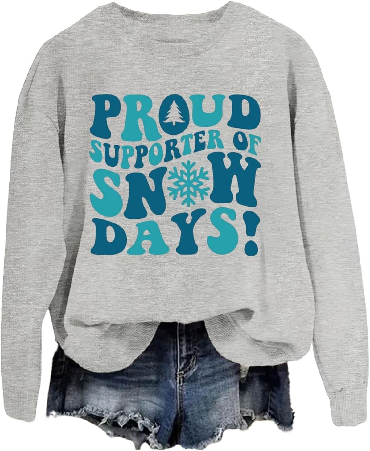 Teacher Christmas Sweatshirts Women Proud Supporter Of Snow Days Teacher Shirt Crewneck Long Sleeve Pullover Tops