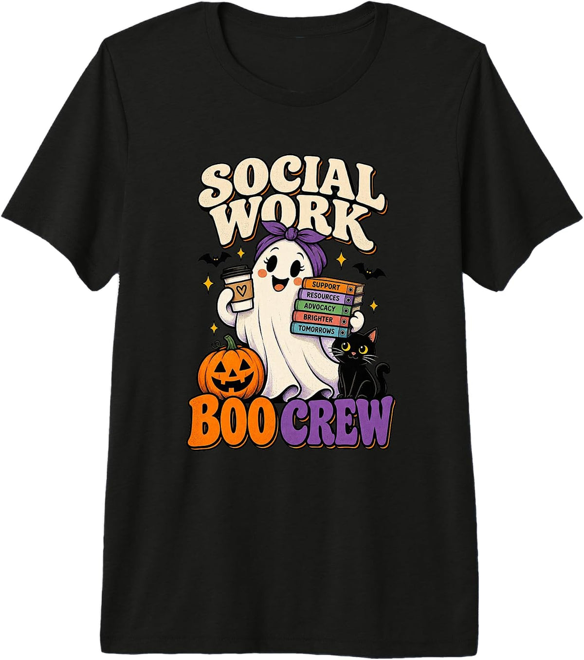 Social Work Halloween Boo Crew Support Advocate Premium Tri-Blend T-Shirt