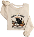 Spooky Biscuits Bakery Sweatshirt Cat Halloween Pumpkin Sweatshirt