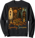 Horror Spooky Season Retro Halloween Ghost Cat Pumpkin Sweatshirt