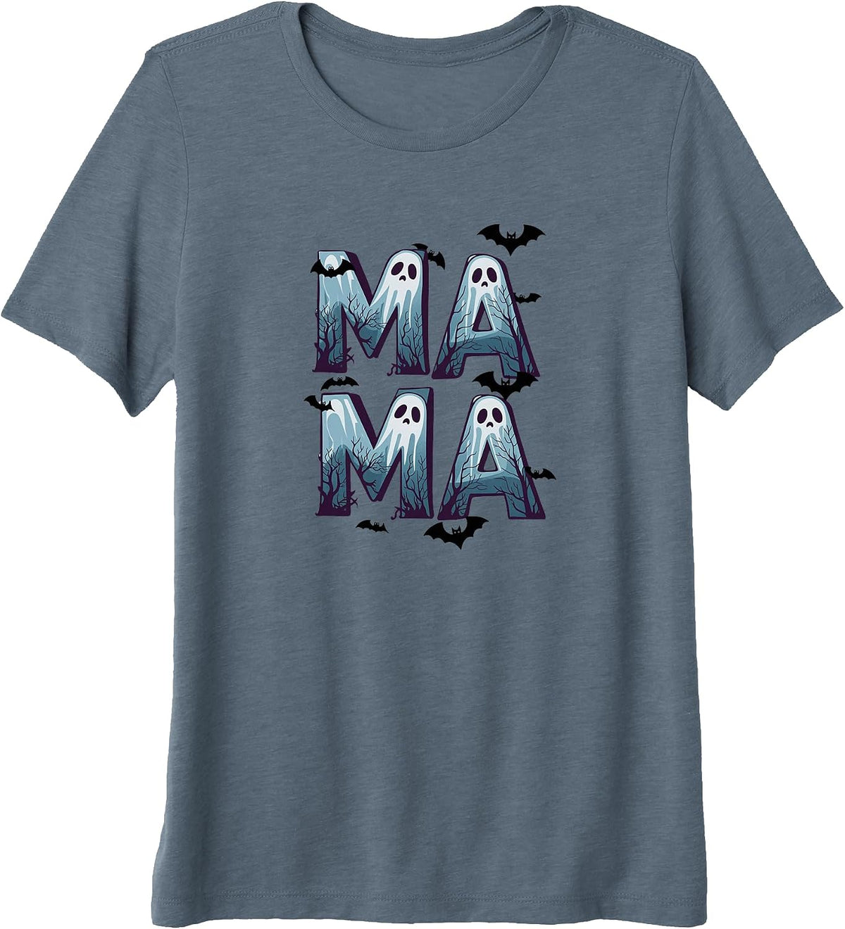 Womens Spooky Mama Halloween Graphic Tee Premium Tri-blend T-Shirt