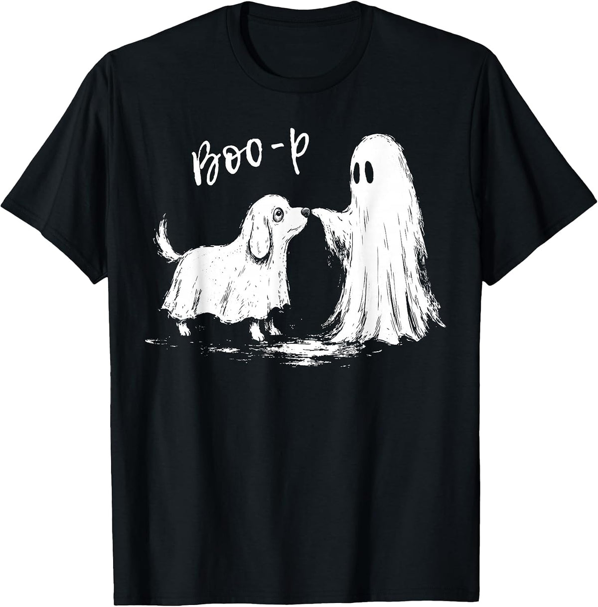 Boo-p Cute Ghost Dog Boop Halloween Vintage Spooky Dog Lover T-Shirt