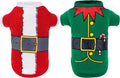 2 Pack Christmas Dog Shirts Santa Elf Print Christmas Outfit Santa Costume Pet Apparel for Small Dogs and Cats (Small)