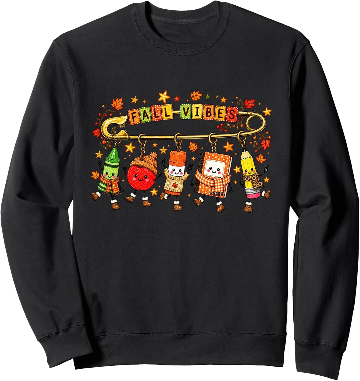 Fall Vibes Cute School Supplies Autumn Teacher Art Sweatshirt