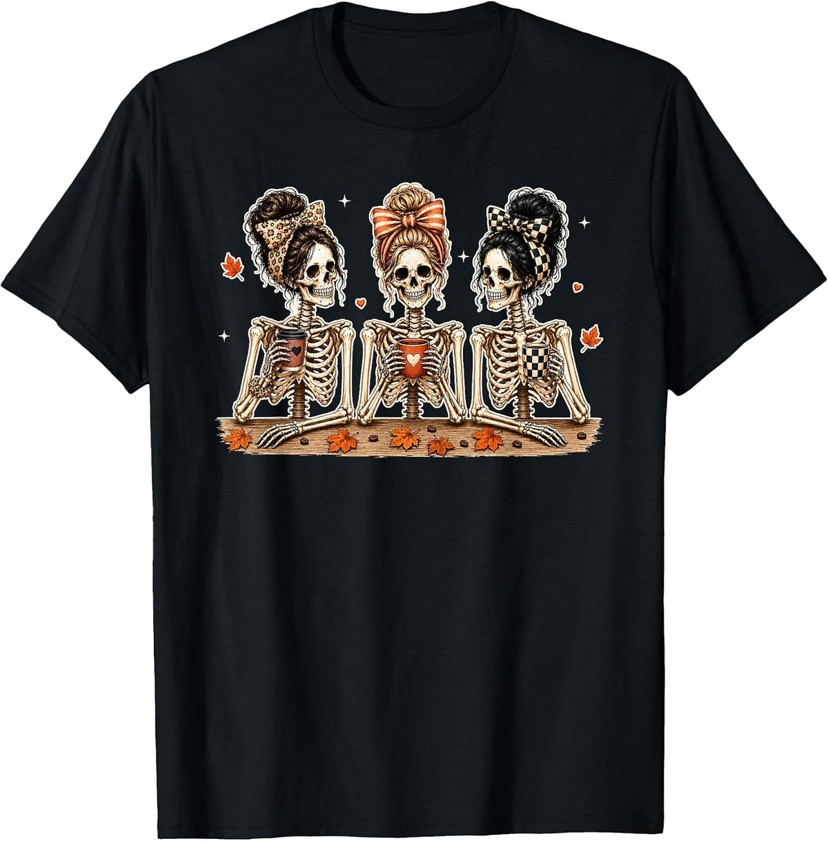 Spooky Skeleton Coffee Funny Halloween Costume Girls Women T-Shirt