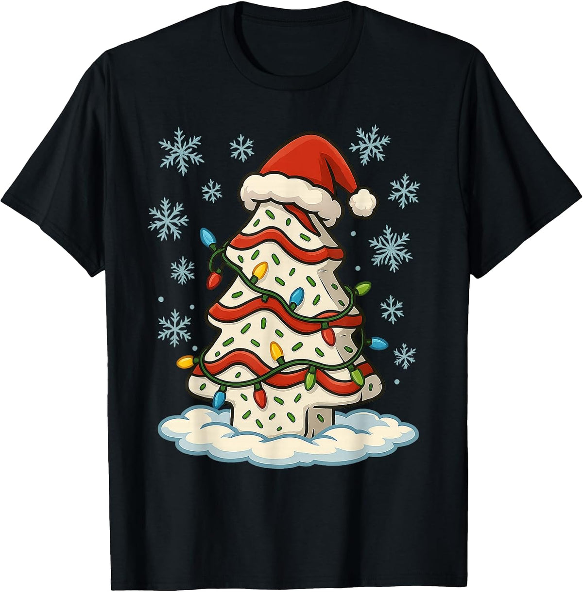 Fun Christmas Lights Wrapped On Christmas Tree Food Cake T-Shirt