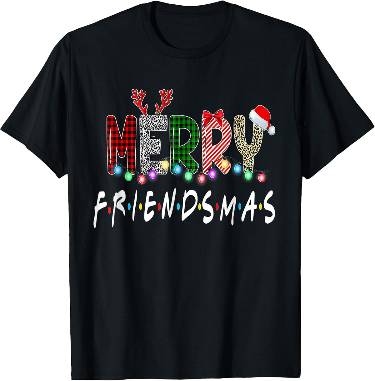 Merry Friendsmas Friends Christmas Matching Xmas Gifts Black T-Shirt