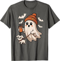 Cute Ghost Walking Dog Lover Fall Halloween Costume Season T-Shirt