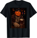 Halloween Beer Scarecrow Pumpkin Needs A Drink Drinking Beer T-Shirt