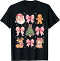 Cute Coquette Christmas Bows Santa Tree Gingerbread Xmas T-Shirt