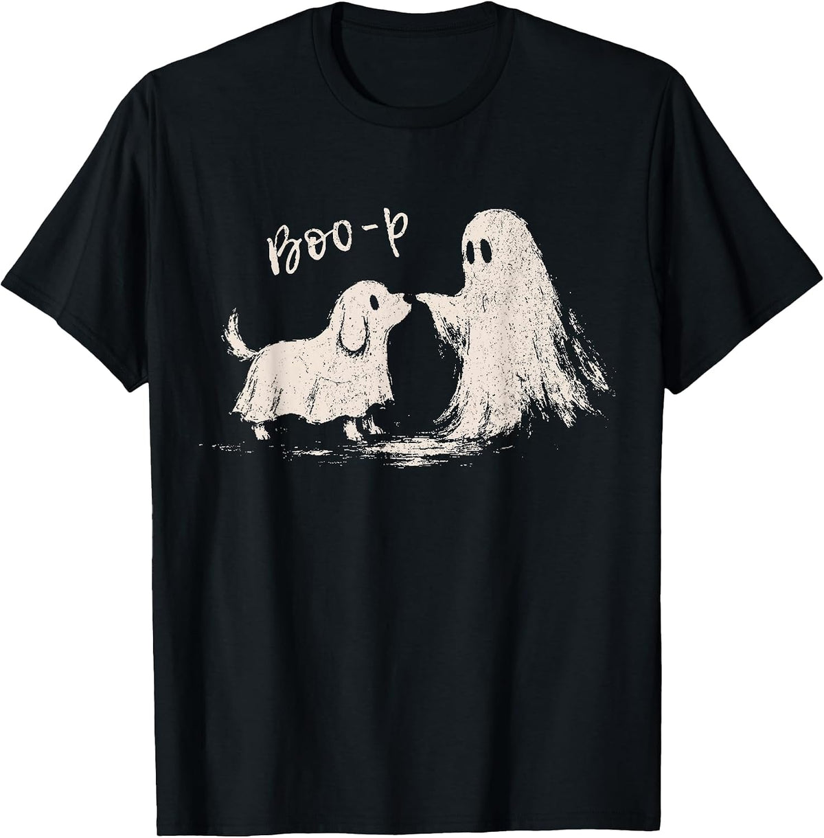 Vintage Boo Boo-p Dog Ghost Funny Halloween Spooky Dog Lover T-Shirt